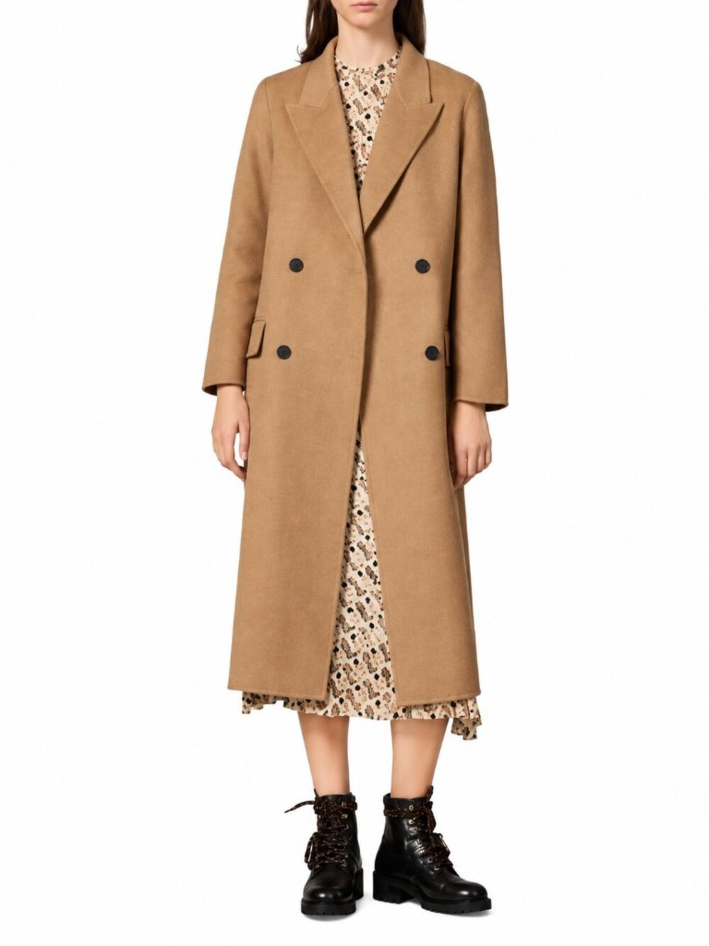 Sandro Paris 100% Wool Oversized Coat – Camel – Size 34